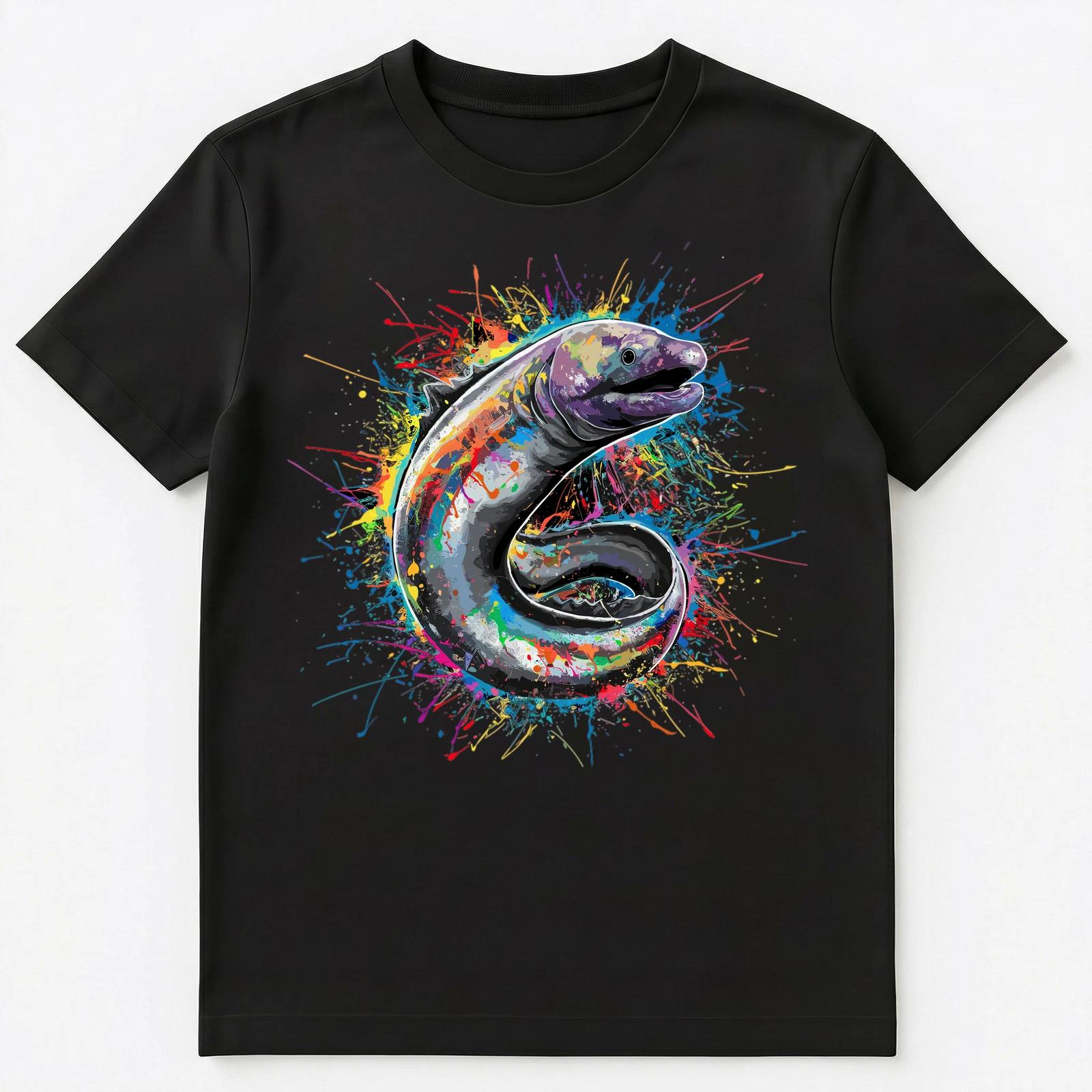 

Colorful Paint Splash Eel Art Graphic Unisex T-Shirt 3XL