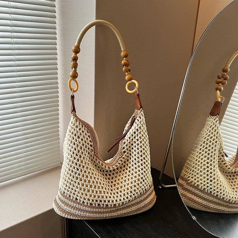 Woven Bag Summer New Versatile Shoulder Seaside Vacation Beach Bag Hollow Tote Bag