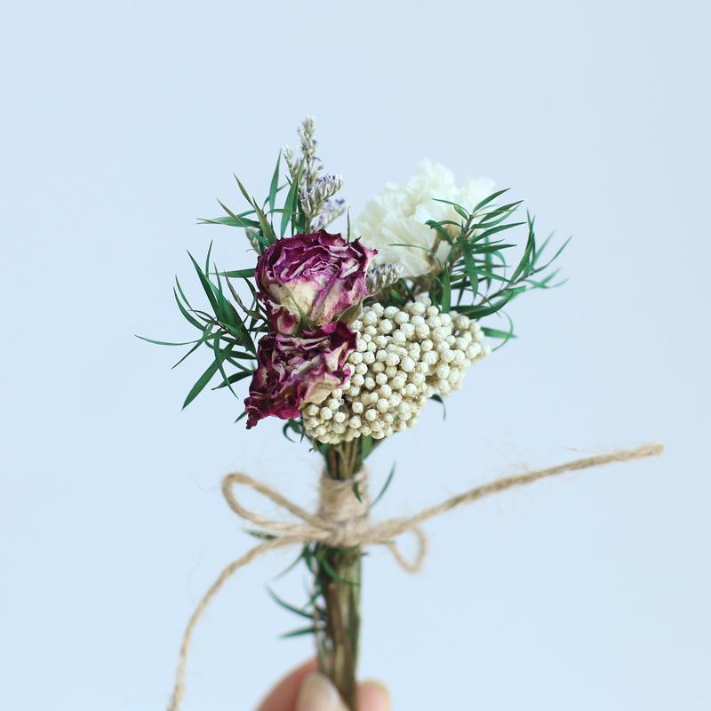 12cm Preserved Flower Boutonniere: Mini Bouquet for Bride, Bridesmaid, Wedding, Gift Box, Party Favor Decoration