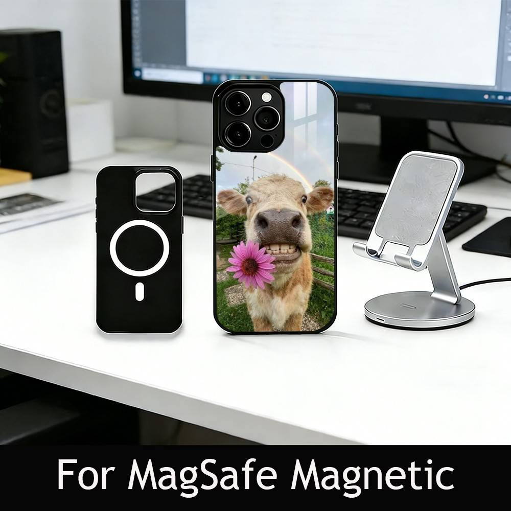 

Cute Cattle Phone Case For iPhone17,16,15,14,13,12,11 Plus,Pro Magnetic with Magsafe Wireless Charging iPhone17Air