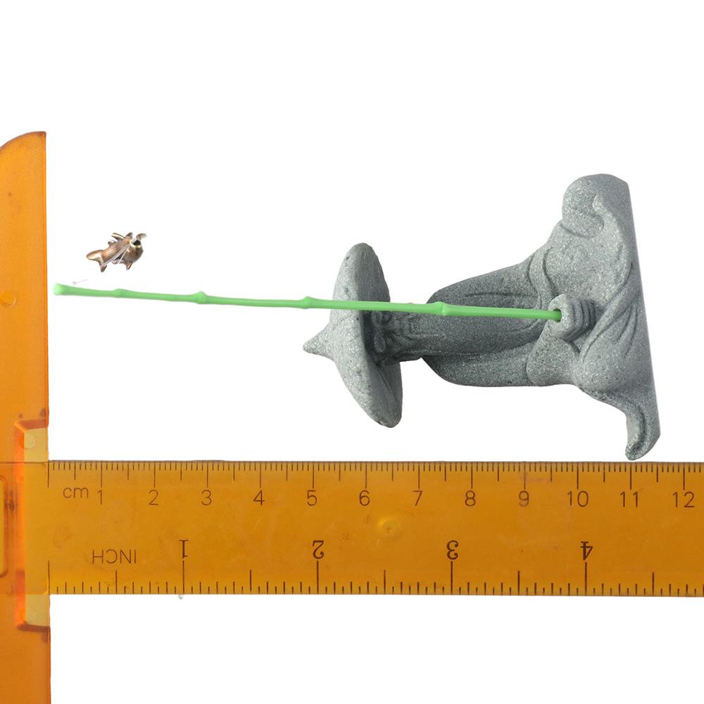 Figurine Mini Pescar din Piatră Artificială Jiang Taigong Pescuit Ornament Vintage Acvariu