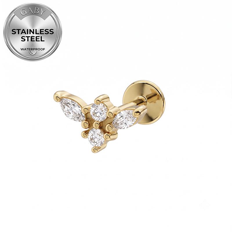 Titanium 316L Stainless Steel Luxury Snowflake Butterfly Earrings & Lip Studs