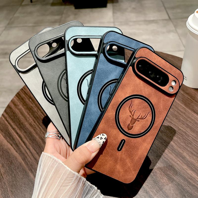 Premium Vintage PU Leather Protective Case for Google Pixel 10 9 8 7 Pro XL 9A 8A 7A Shockproof Magnetic Wireless Charging Cover