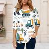 Women S Plus Size Round Neck Half Sleeve Printed T Shirt Black Gold Beige Curved Hem With Pockets