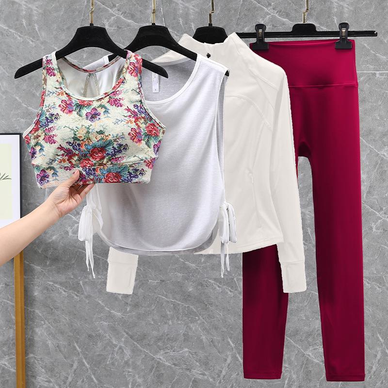 Damski strój do jogi i biegania z wysokim stanem, szybkoschnący - Podnoszący biodra, zestaw fitness na wiosnę/jesień