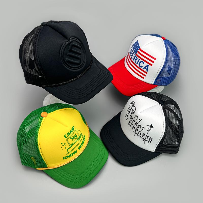 Street Printed Letter Baseball Hats Hip Hop New Unisex Breathable Mesh Sunshade Color Block Versatile Fashion Punk Trucker Caps