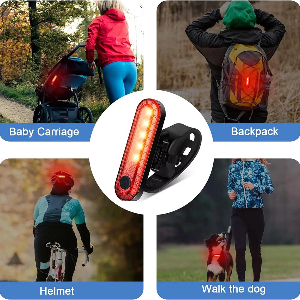 Bike Rear Tail Light USB Rechargeable White Red LED Bright Bicycle Taillights Safety Warning Helmet Lights Cycling Accessories