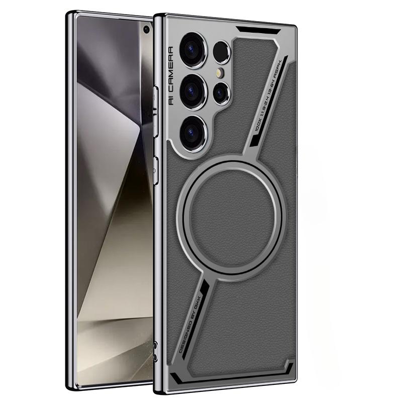 

Для Galaxy S24 S25 Ultra гальванизированный кожаный чехол для телефона Samsung Galaxy S25 S24 S23 Ultra магнитная защитная задняя крышка Galaxy S25 Ultra