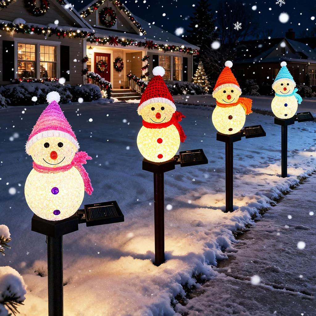 Solar Snowman Christmas Decoration Garden String Lights – Waterproof Outdoor Decorative Lighting