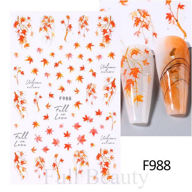 2pcs Autumn Flower Nail Stickers Y2K Butterfly Nail Supplies Nail Decals Cute Bee Fox Stickers For Nails Nail Art Decoration