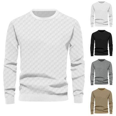 Men's Autumn and Winter Round Neck Casual Base Shirt Men Knitted Long Sleeve Hoodie Men