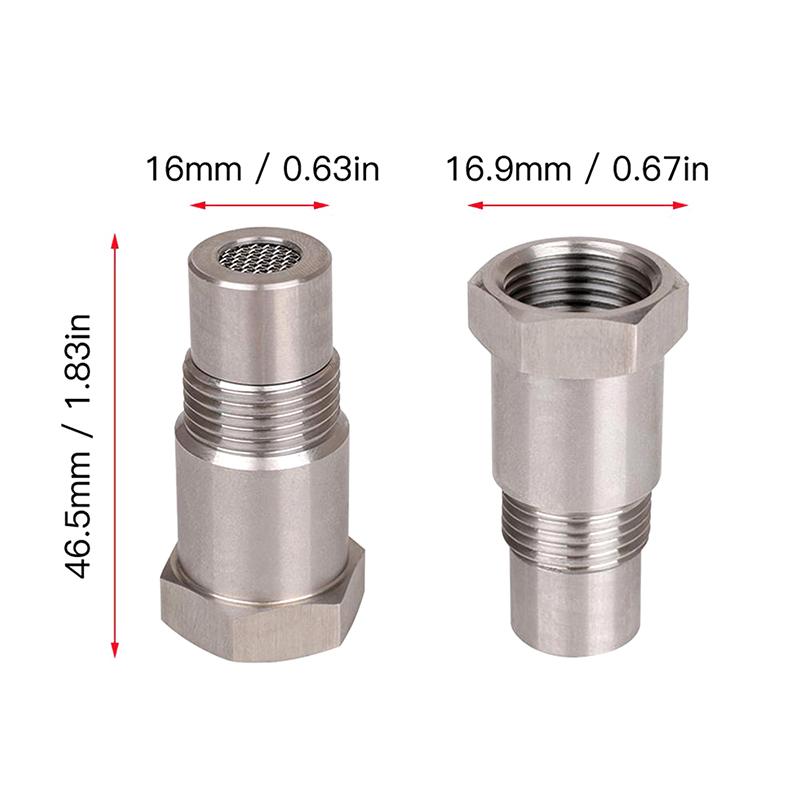 1Pc Mini Oxygen Catalyst Sensor M18X1.5 For Automobile 46.5*16.0*16.9Mm Silver Stainless Steel Durable Car Accessories