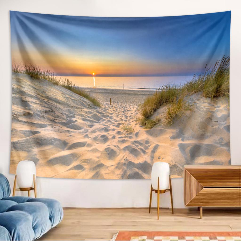 1pc Beach Coconut Tree Tapestry, Seaside Beach Natural Landscape Tapestry, Blue Sky Ocean Home Decoration Tapestry