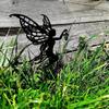 Flower Fairy Garden Sculpture Floor Plug Outdoor Garden Metal Iron Lawn Inserts Outdoor Decorations