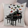 Vintage Music Note Pillowcase Decor Guitar Microphone Violin Printed Pillow Case for Home Sofa Soft Plush Cushion Cover 45x45cm