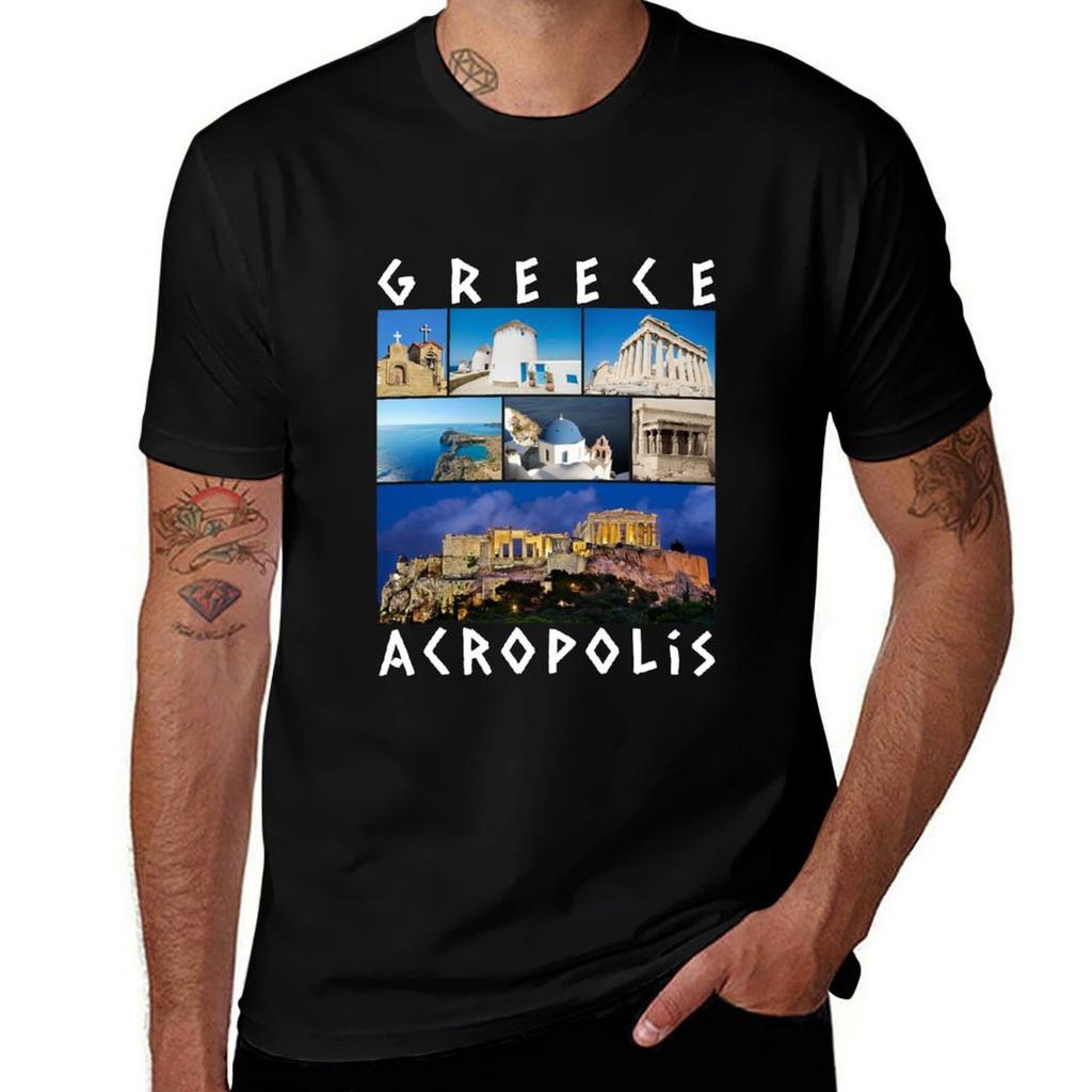 Greece Acropolis T-Shirt Anime T Shirts Customs Design Your Own Anime Shirts Men