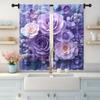 2pc,  Curtain Large Purple Floral Blackout  Polyester Festive Wall Decor Use for Holiday Parties