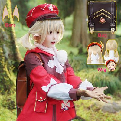 Klee Cosplay Kids Costume Anime Game  Cosplay For Child Girl Dress Backpack Wig Halloween Party Outift Plus Size