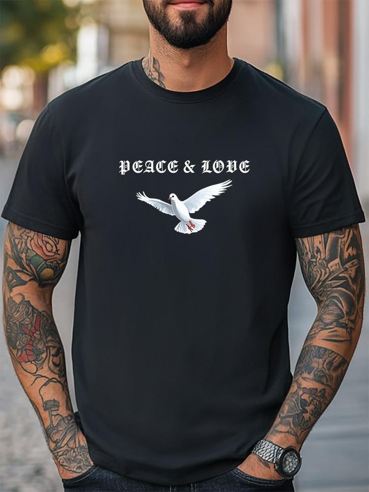 

Peace amp; Love White Dove Graphic Unisex T-Shirt Women Men Trendy Tee Casual Tee Unisex T-Shirt XXL