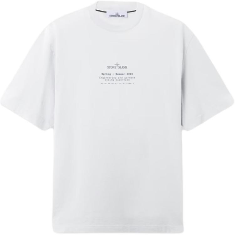 Stone Island SS26 Lente Zomer Collectie Rond Logo Print Comfortabel Ronde Hals Korte Mouw T-shirt Unisex Tops L1S152100001S0285-V0041 XL