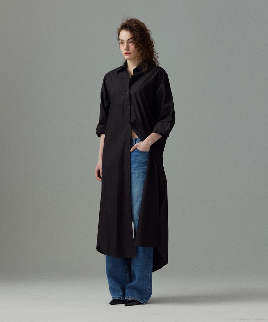Meuameu [Essential] Maxi Pin Tuck Shirt Dress