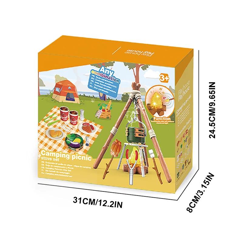 51-teiliges simuliertes Lagerfeuer Camping Spielzeug Rollenspielhaus Küche Essen Picknick Kinder Rollenspiel Set Kinder Frühpädagogisches Spielzeug