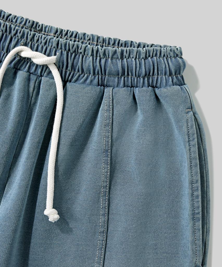 Beodeonteu Front Line Washed Wide Sweatpants [Medium Blue]