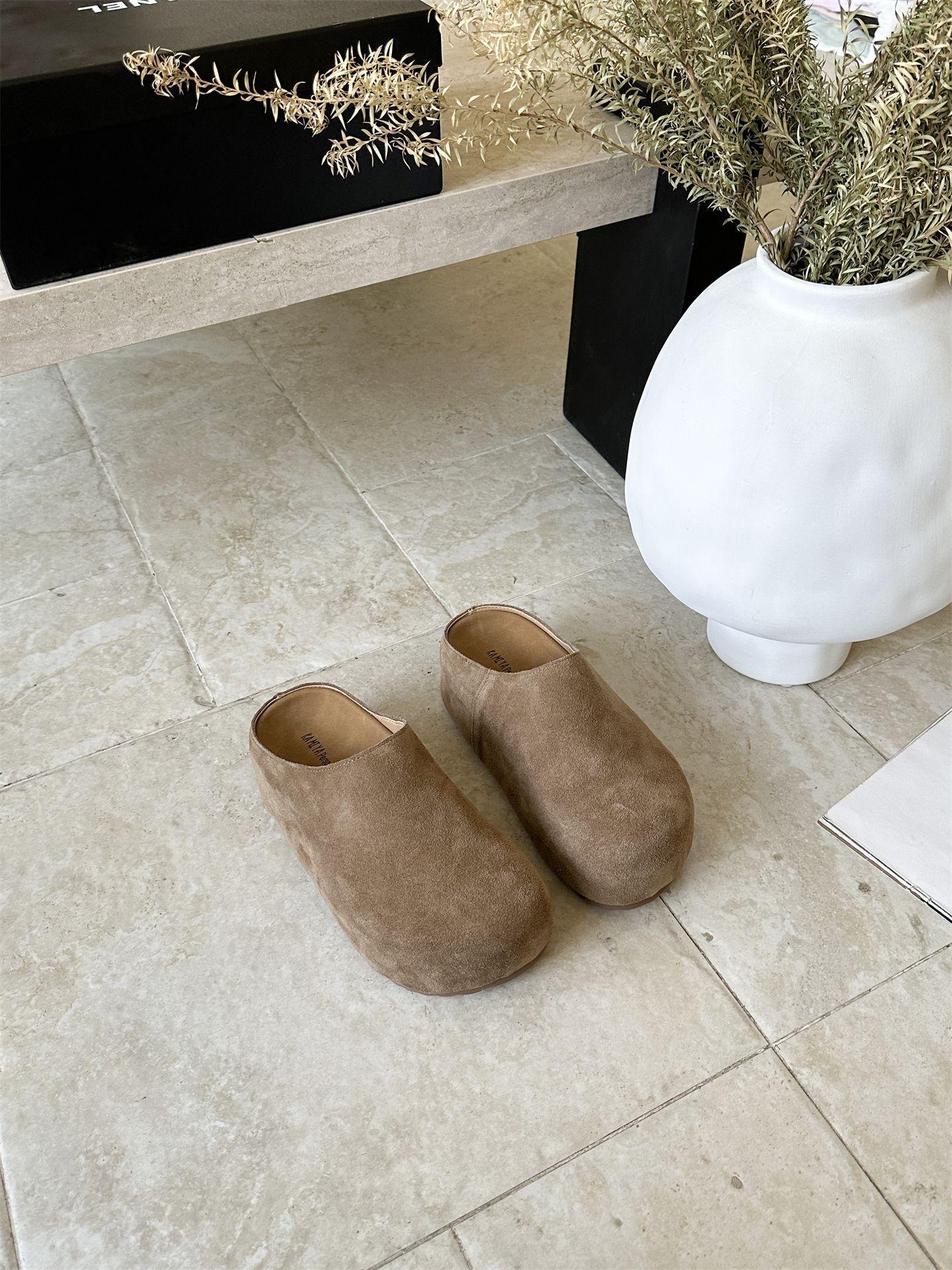 

2330-1~ Inner Height Increase~ Baotou Half Slippers Women S Shoes Wear Leather Shoes 40 верблюд