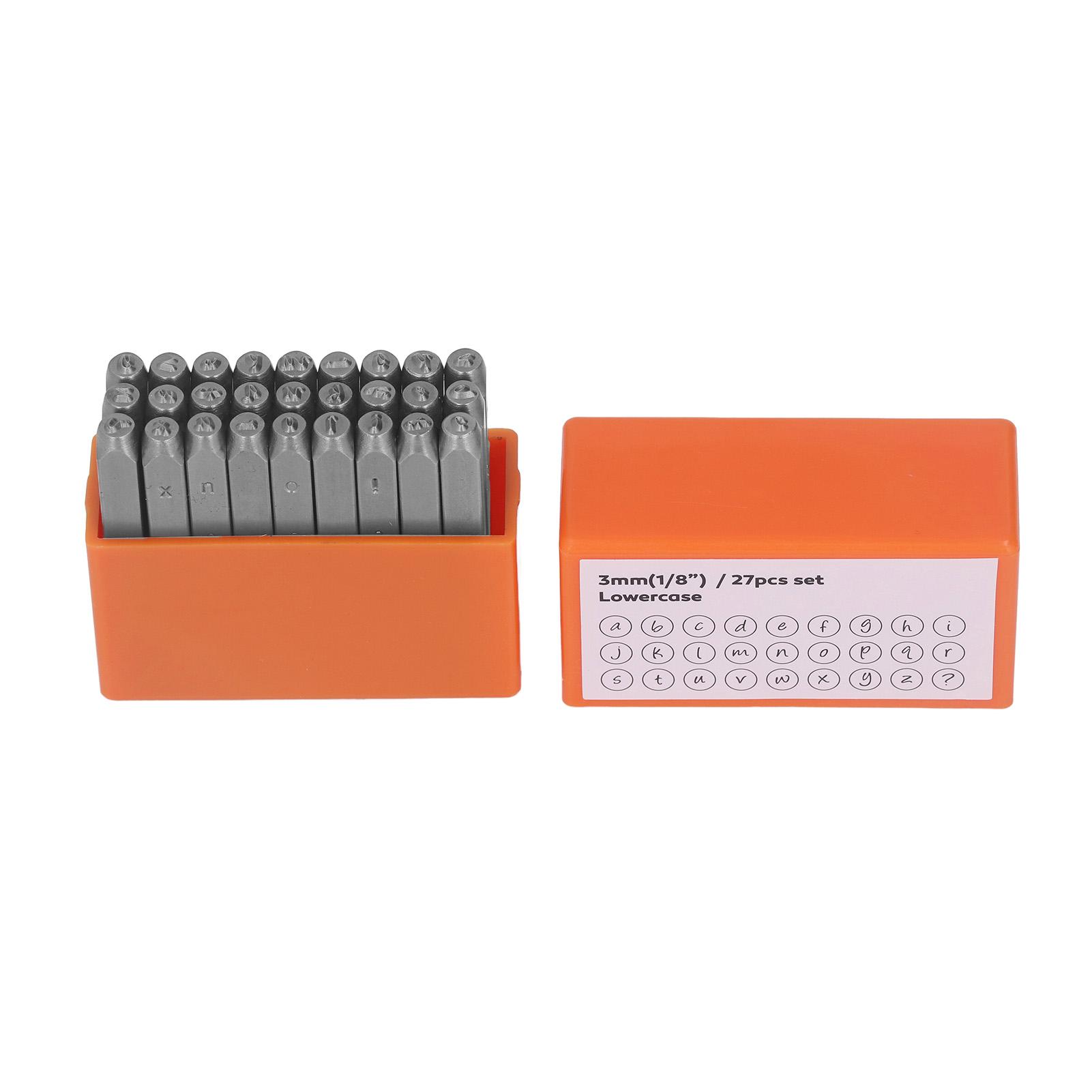 

27 Pcs Metal Stamps Orange High Carbon Steel Metal Lowercase Letter Punch Stamp Set for Jewelry Leather with Box