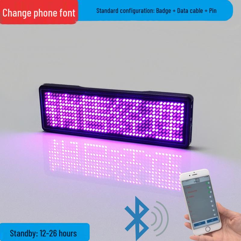 Bluetooth LED Badge Business Card Screen - Changeable Text, Scrolling Display, Mobile Adapter, Ideal for Ride-Hailing ID.