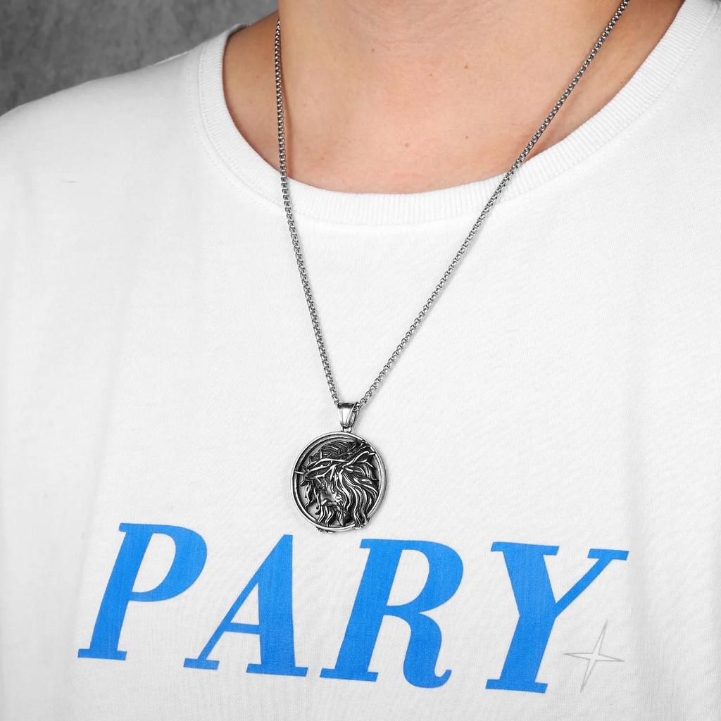 Retro Vintage Crown Thorns Christian Jesus God Pendant Necklace Chain Unisex Men Women Fashion Gothic Amulet Talisman Jewelry Party Gift
