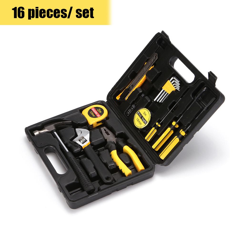16 Pieces Car Repair Tools Set Ratchet Spanner Screwdriver Outdoor Carrying Metal Automobile Repairing Plier Accessories