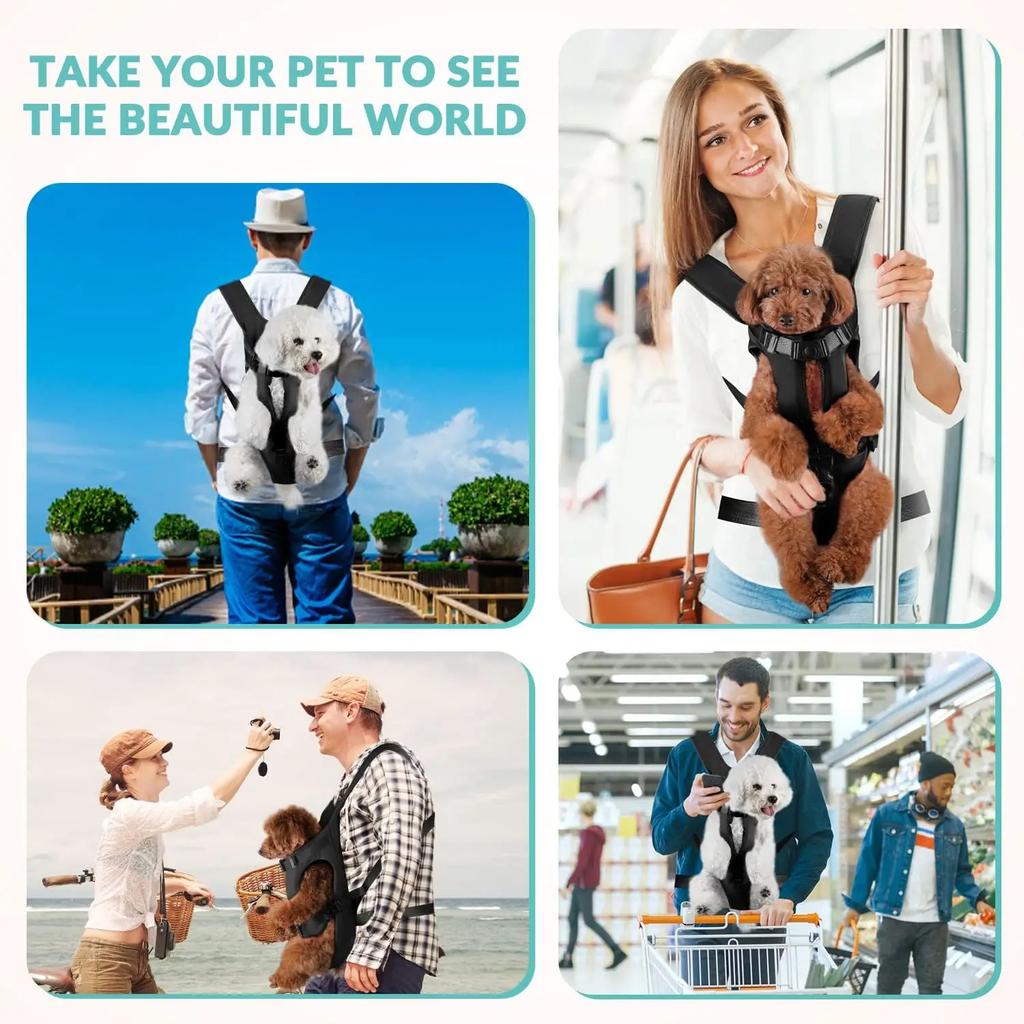 Hunde Transportrucksack Verdickter Schwamm Haustier Front Hunde Transportrucksäcke Outdoor Tragbar Verstellbar Freihändig Hunde Rucksack