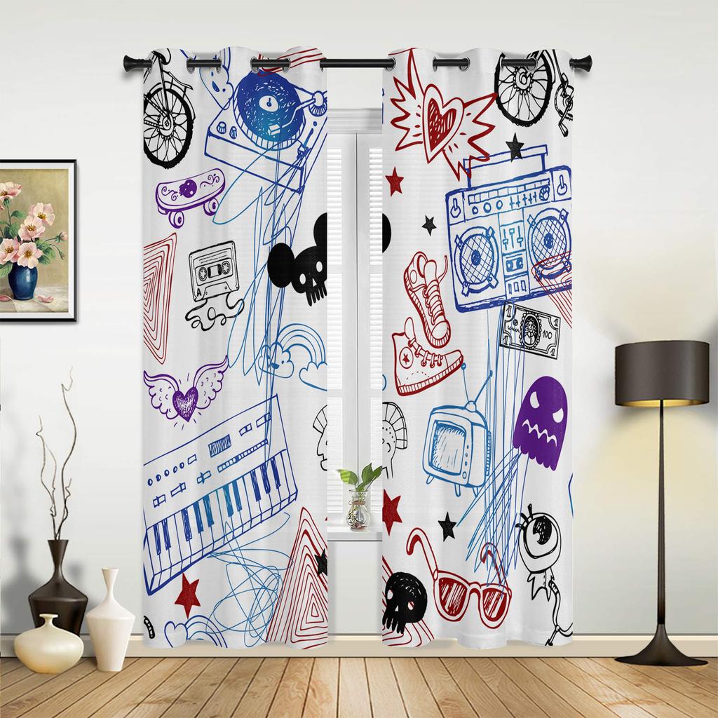 Graffiti Wall Curtains for Bedroom Living Room Drapes Kitchen Children's Room Window Curtain Modern Home Decor