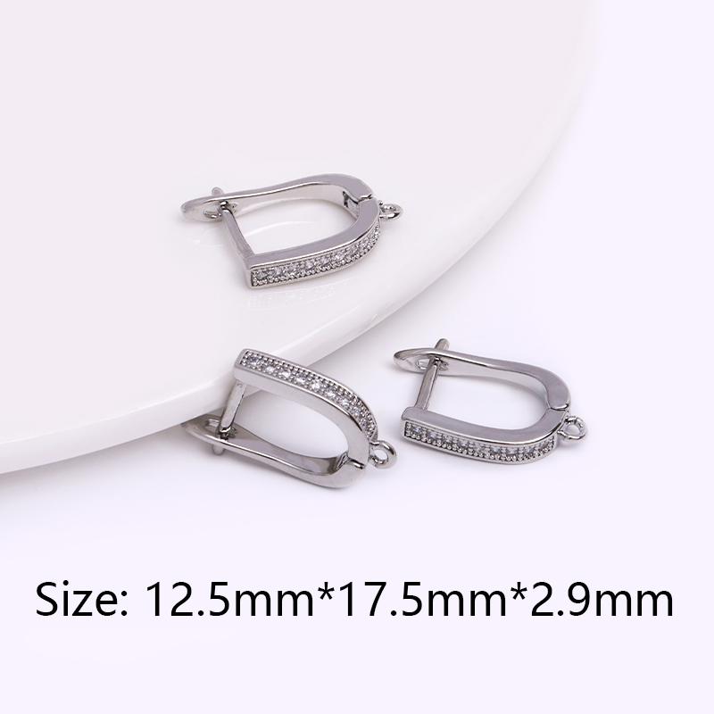 Earring Making Supplies 18K Gold Plated Inlaid Zircon Earring Hooks With Open Jump Ring,DIY Jewelry Accessories Wholesale