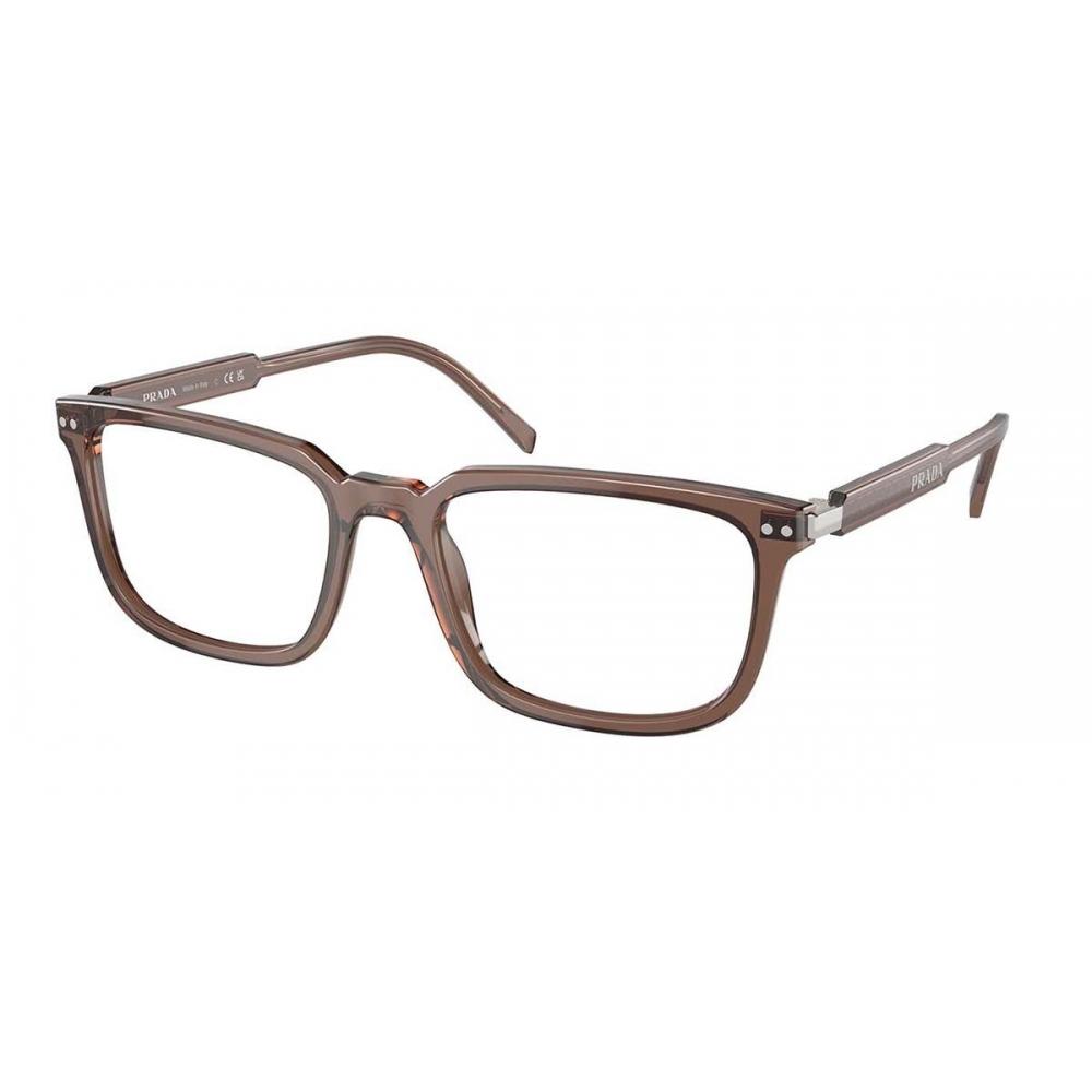 

Prada Pr 13yvf Asian Fit 17o1o1 Men Eyeglasses Transparent Brown/53