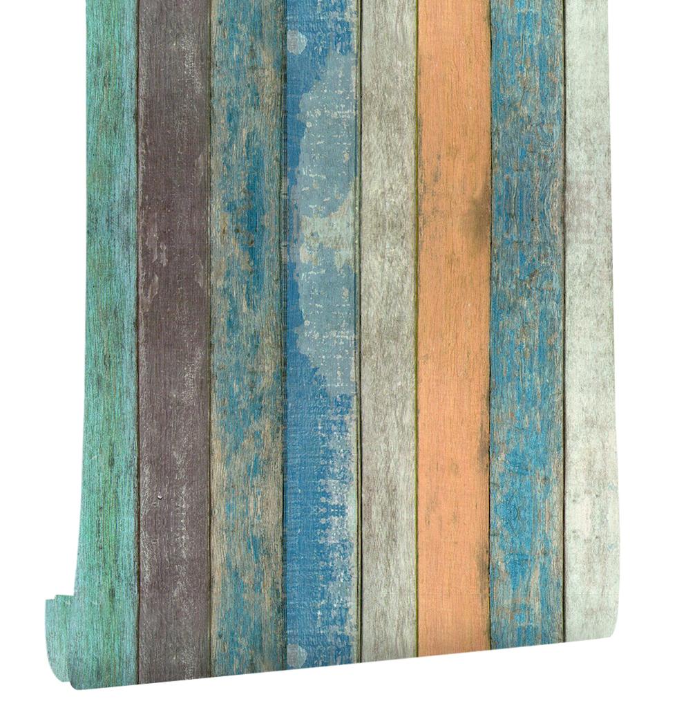 15 Distressed Wood  Self Adhesive Wallpaper Removable Wallpaper Stick And Peel Wood Plank Wallpaper Wardrobe Renovation Stickers