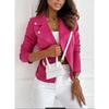 Women's Suede Moto Biker Jacket Zip Up Lapel Long Sleeve Slim Fit Casual Outerwear