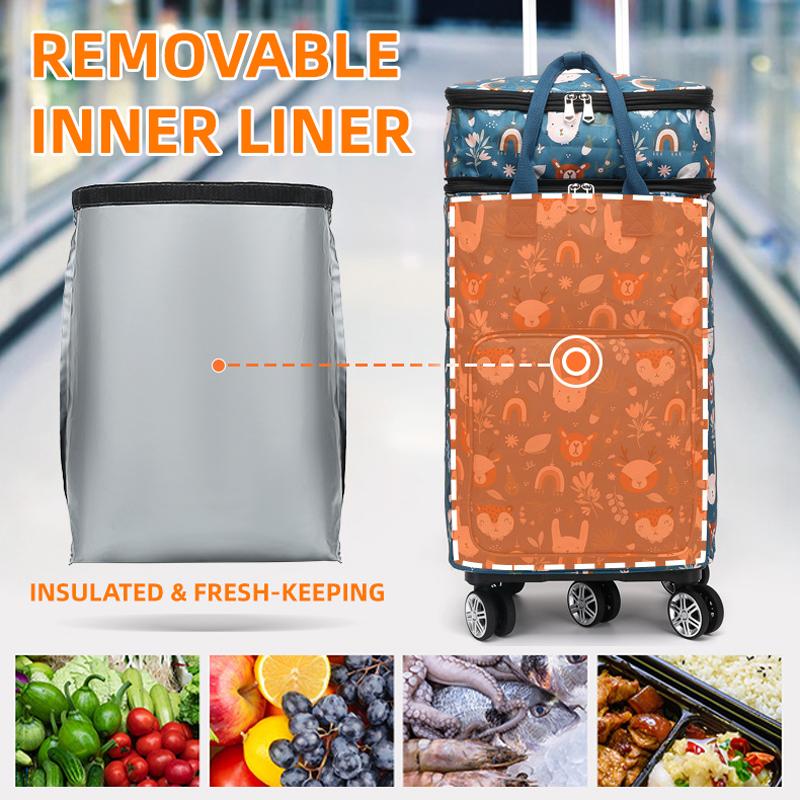 Telescopic Trolley Bag Supermarket Shopping Bag Folding Portable Lightweight Universal Wheel Travel Bag