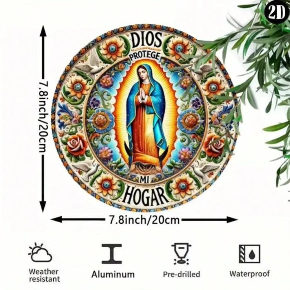 Metal Sign Spanish Decor God Protects My Home Vintage Style Rustproof Wall Art
