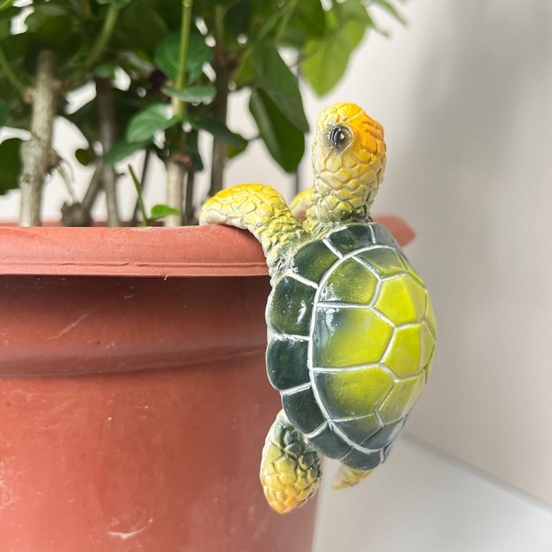 Whimsical Tortoises Figurine Planter, Resin Hanging Garden Outdoor Accent Ornaments for Pots and Home Decoration Garden