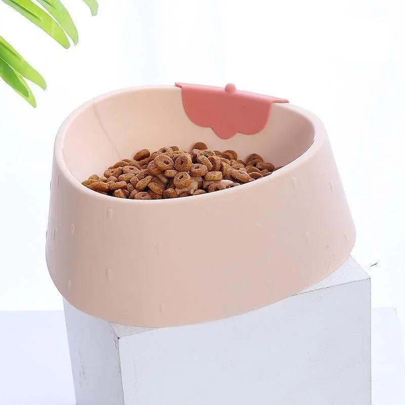

Cat Bowl Cute Strawberry Shaped Pet Food Bowl Pet Water Feeder Cat Dog Puppy Feeding Dishes Pet Feeding Supplies рожевий