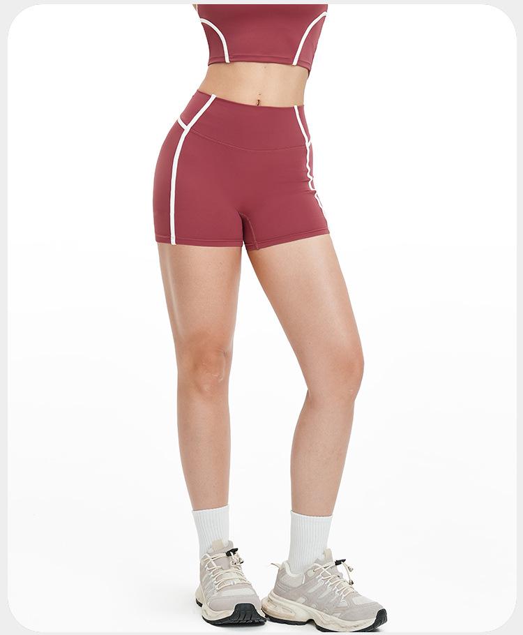 Eur-Am High Waist Butt Lifting Color Block Yoga Shorts