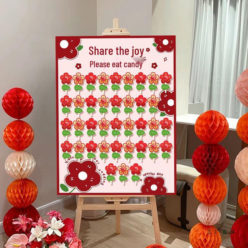 Creative Wedding Engagement Candy Lollipop Welcome Sign and KT Board Backdrop Decoration