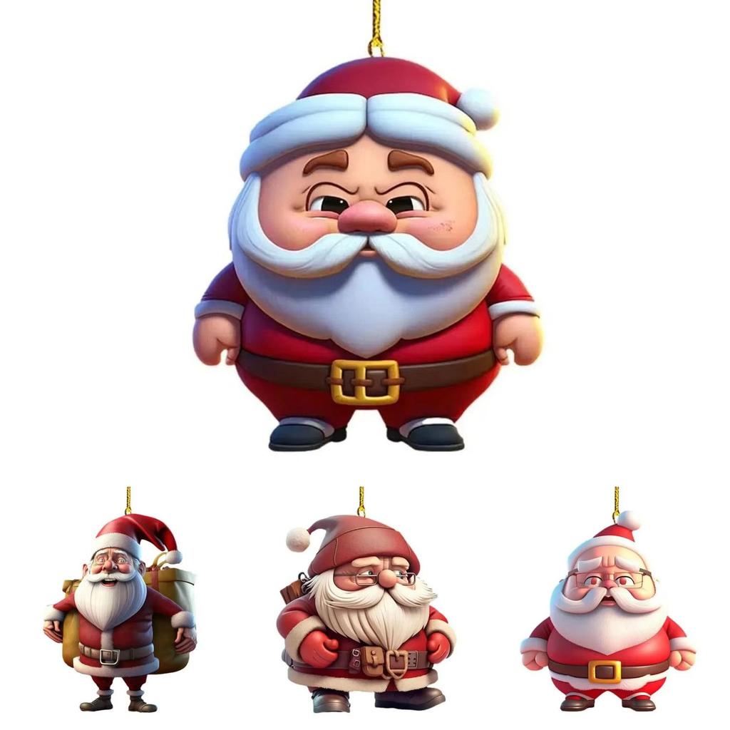 Christmas Themed Santa Claus Pattern Acrylic Pendant For Auto Interior Decor