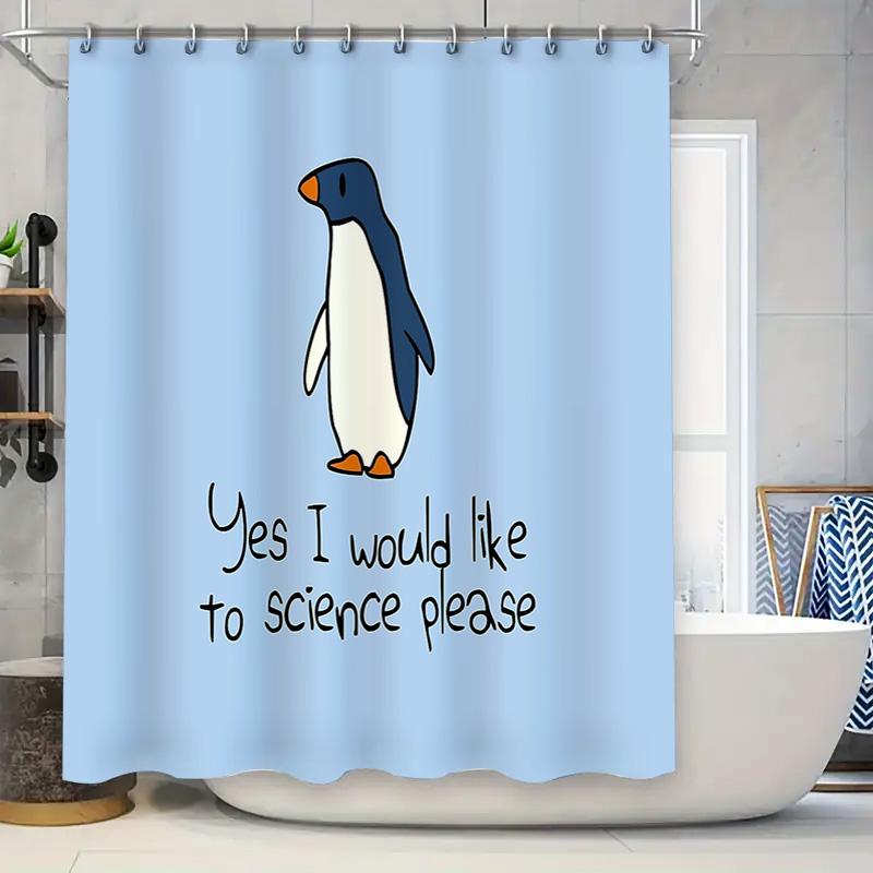 

Cute Penguin Shower Curtain Waterproof Bathroom Decor Sets Farmhouse Coastal Blue Ocean Animal Pattern Fabric Shower Liner W60H190(CM)-1 Pcs