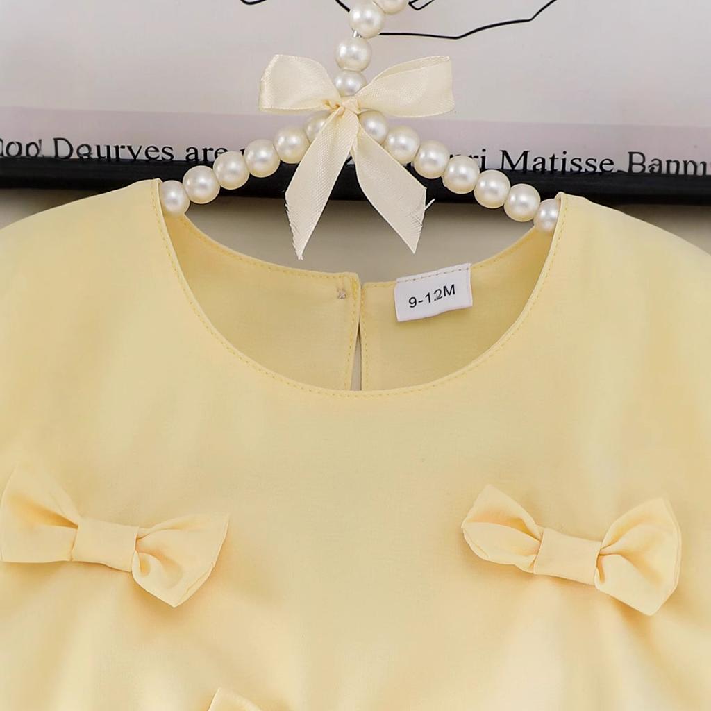 Girls' Fashionable Set Summer Children's Sweet Bow Sleeveless Top + Loose Shorts Two-piece Set