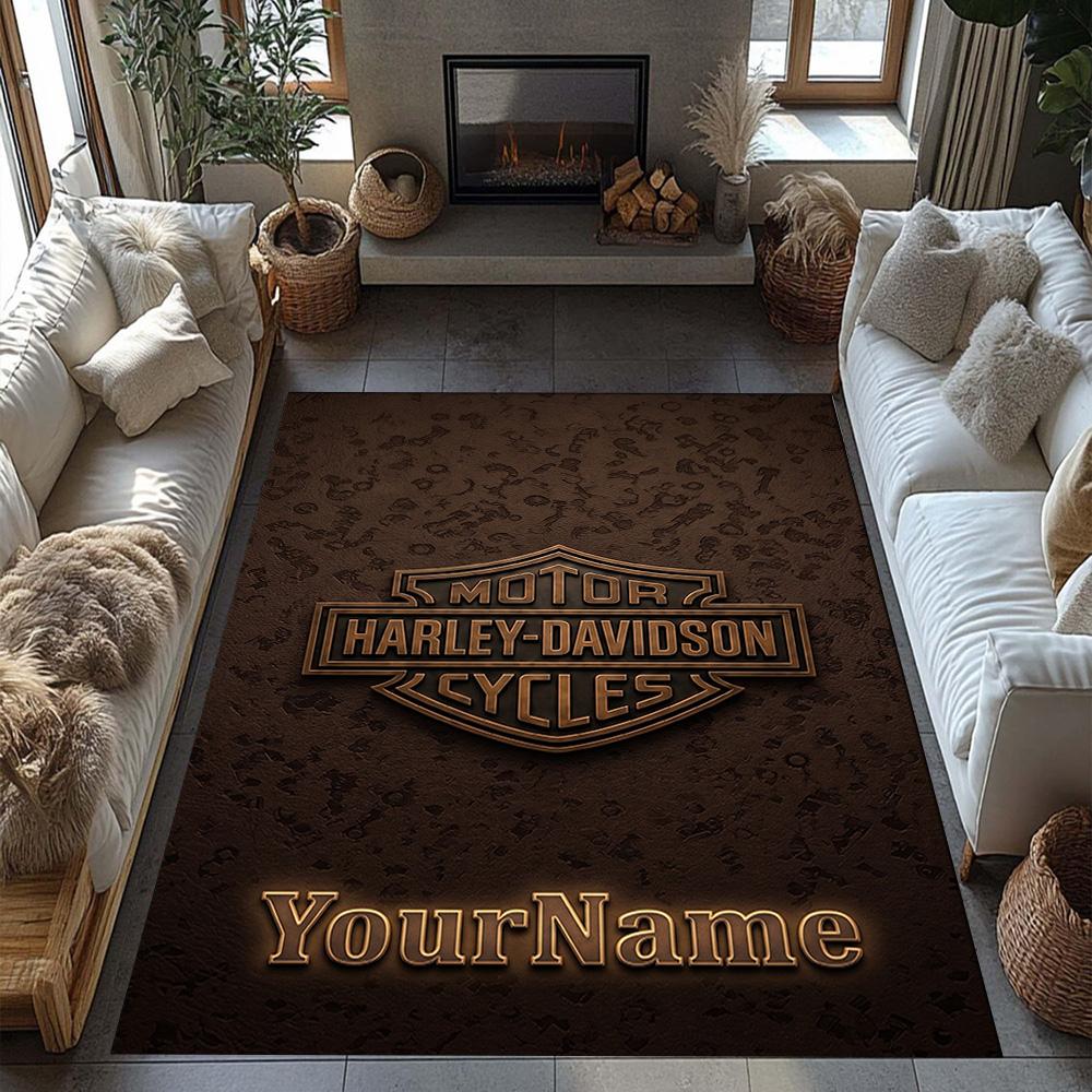 Harley-davidson Motorcycles Customize Text Floor Rug Office Rug Perfect for Kitchen Dining Room Decorate room Hallway Anti-slip Rug Office home decor