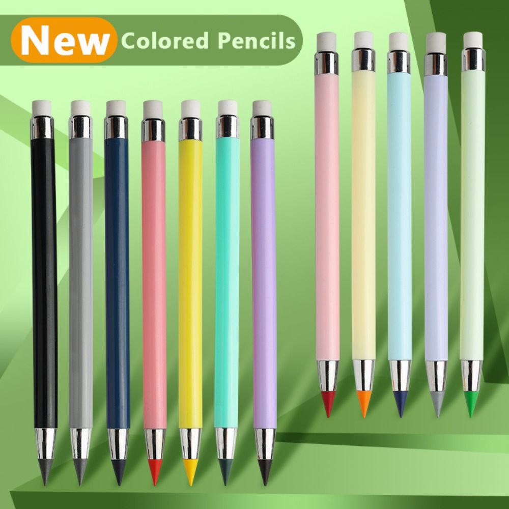 12pcs Macaron Color HB Colored Pencils Set With Eraser No Sharpening Eternity Pencils Drawing Sketching Pencil School Office