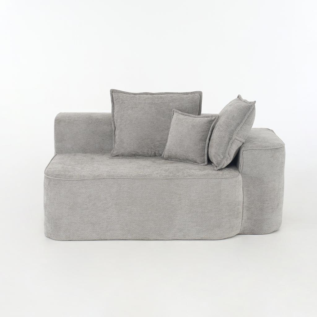 Comfortable 2-Person Sofa without Assembly, Soft Sofa with Cushions & Side Pockets, with Side Pockets, Grey